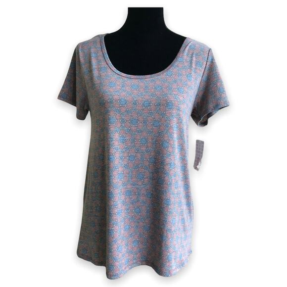 LuLaRoe Womens Top Size Small Classic T Geometric Hexagon Print Faded Look NEW - Picture 2 of 7
